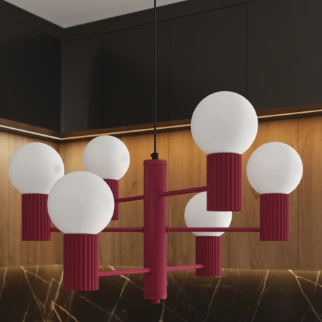 Kronleuchter HALO 6 burgunderrot