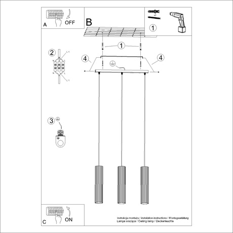 Pendelleuchte KARBON 3L taupe