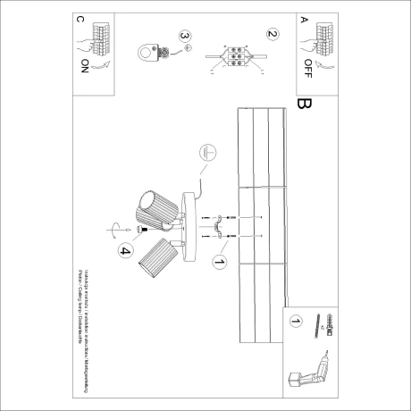 Plafond KARBON 3P schwarz