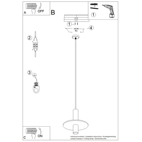 Pendelleuchte PELTA 1 schwarz/gelb