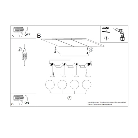 Plafond BULBO 4 Naturholz