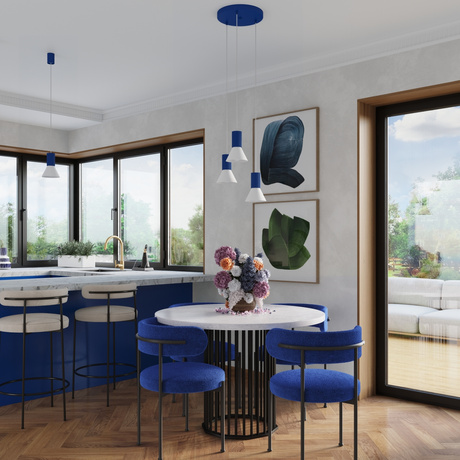 Pendelleuchte ESTRIA 1 weiß/ultramarin