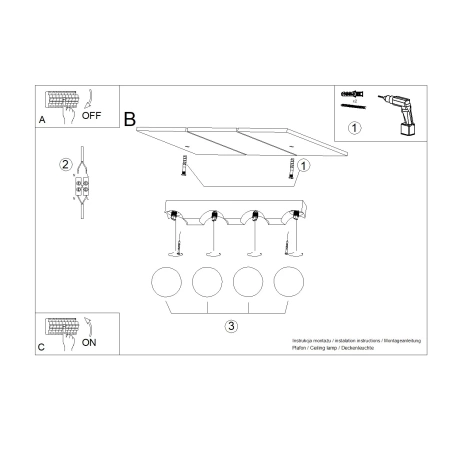 Plafond BULBO 4 Naturholz