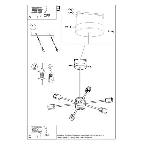 Kronleuchter LANGO 6 schwarz