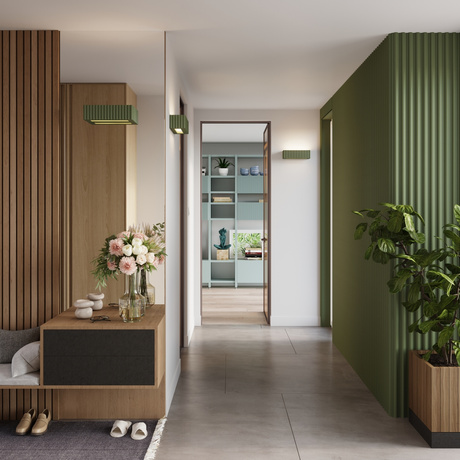 Wandleuchte Keramik RIGATA olivgrün