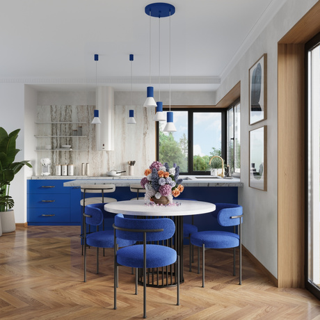 Pendelleuchte ESTRIA 3P weiß/ultramarin