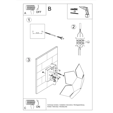 Wandleuchte PENTA schwarz