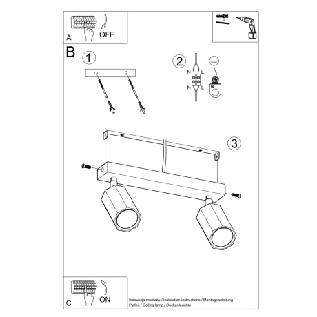 Deckenleuchte ZEKE 2 Eiche