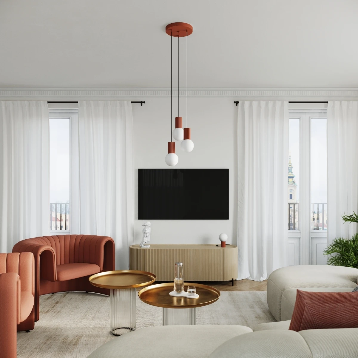 Tischlampe HALO roter Ocker