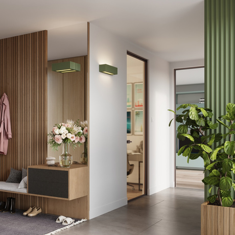 Wandleuchte Keramik RIGATA olivgrün