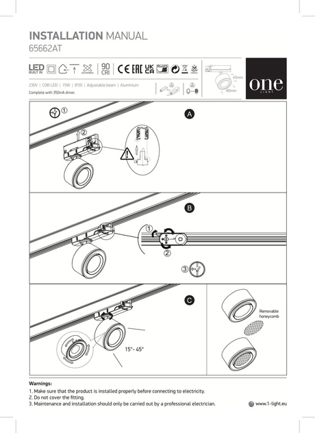 GLIM schwarze LED 3000K 15W 1500lm