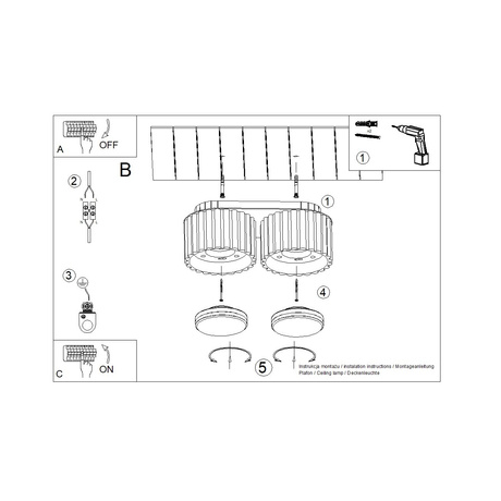 Plafond AURA 2 apricot Gx53