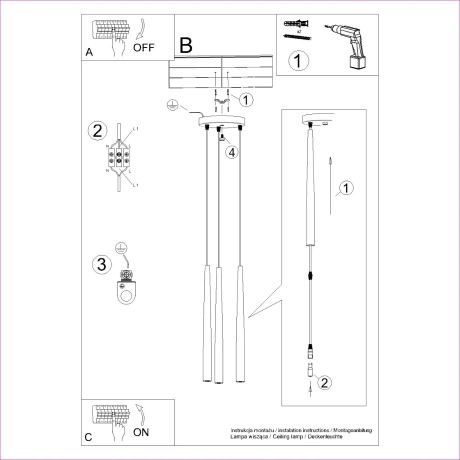 Pendelleuchte BLISS 3P Schwarz