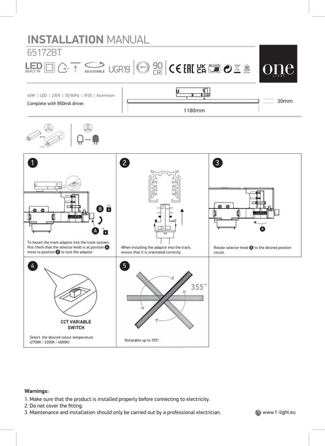 FARO 118 schwarze LED 2700K-3200K-4000K 40W 4800lm