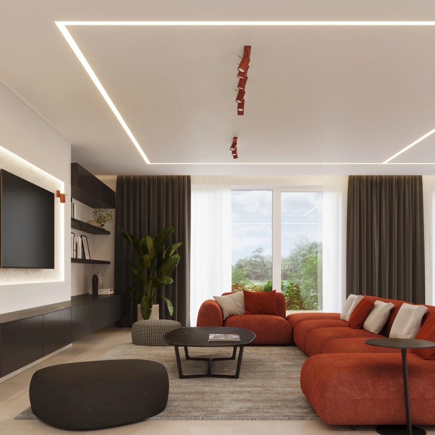 Plafond RING 6L roter Ocker