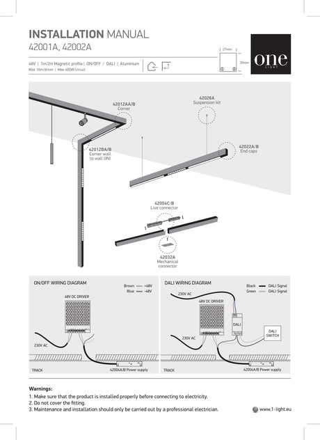 Magnetschiene 1m schwarz MINI ON/OFF DALI 48V