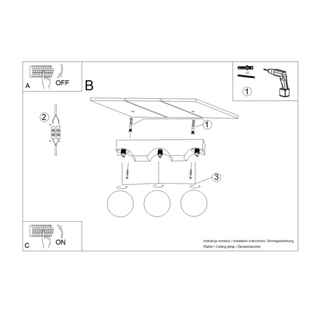 Plafond BULBO 3 Naturholz