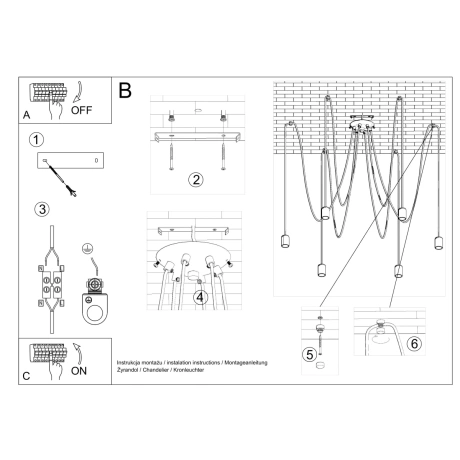 Kronleuchter EDISON 5 schwarz