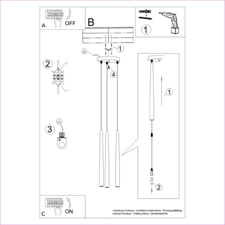 Pendelleuchte BLISS 3P Schwarz