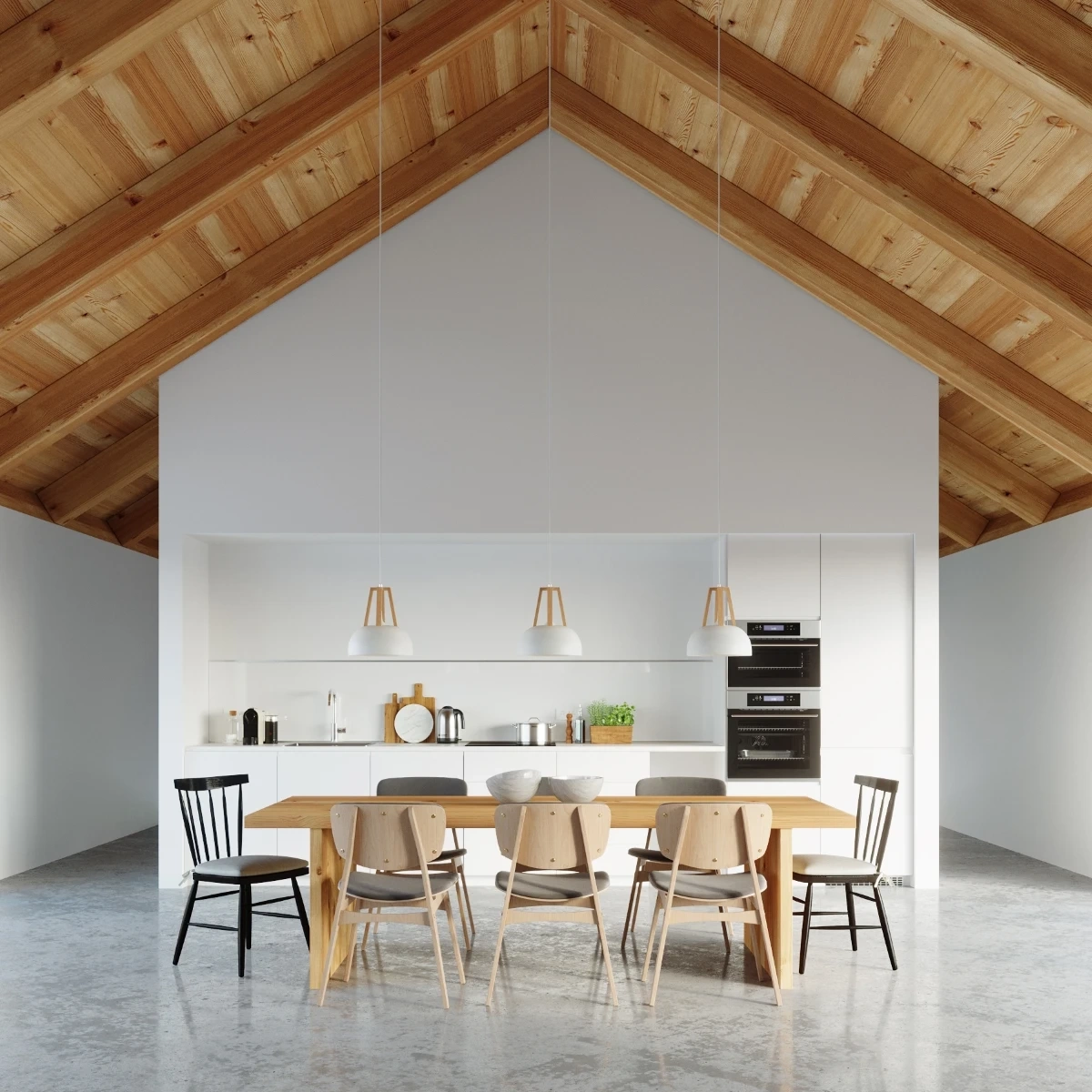 Hängelampe CASCO weiß/naturfarbenes Holz