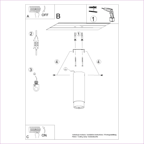 Plafond NERO 22,5 Schwarz/Chrom