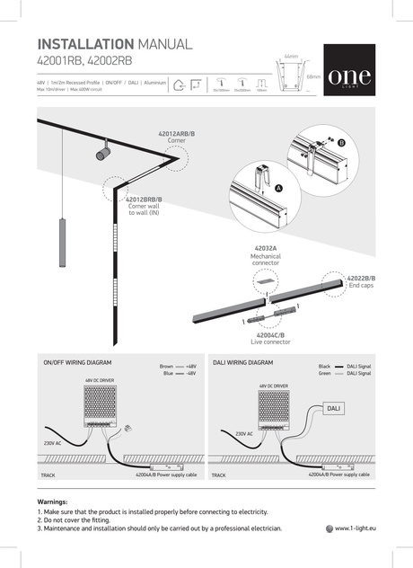 Einbau-Magnetschiene 1m schwarz MIDI ON/OFF DALI 48V