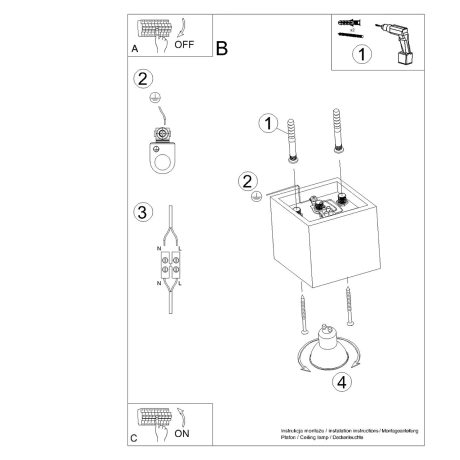 Deckenleuchte QUAD 1 golden