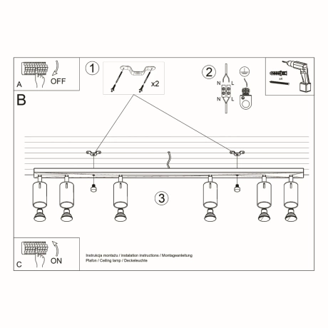 Deckenleuchte RING 6L weiß