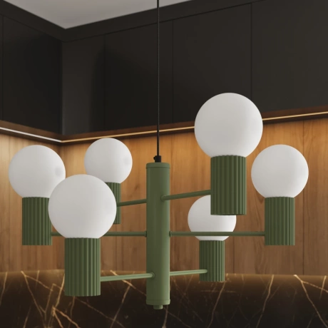 Kronleuchter HALO 6 olivgrün