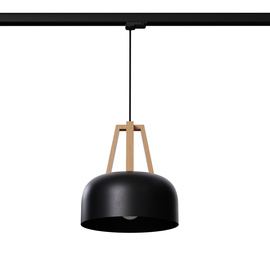 Pendelleuchte CASCO schwarz/Natural Holz E27