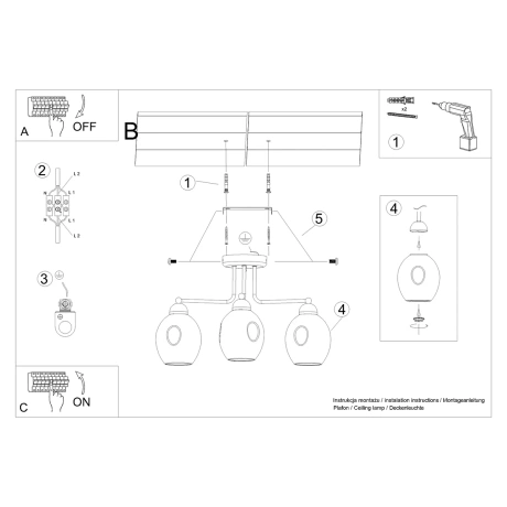 Kronleuchter FILLAN 3 schwarz