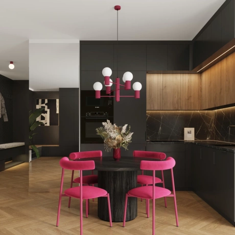 Kronleuchter HALO 6 burgunderrot