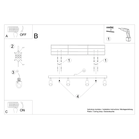 Deckenleuchte VERDO 4 schwarz