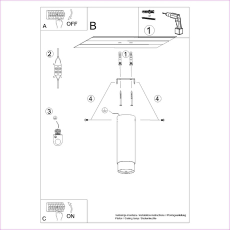 Plafond NERO 22,5 Schwarz/Chrom