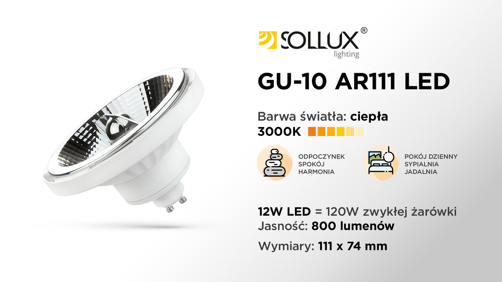 LED-Glühbirne GU10 3000K 12W 800lm