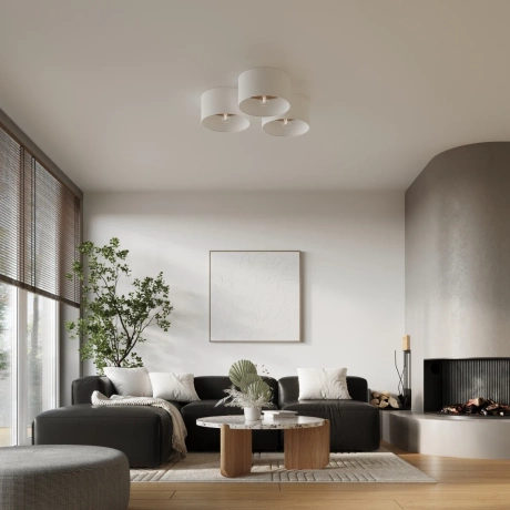 Plafond TELESTO Weiß/Hellbraun