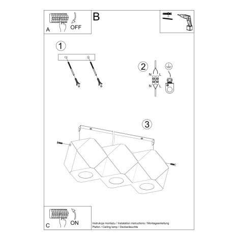 Deckenleuchte WOODY 3 Naturholz