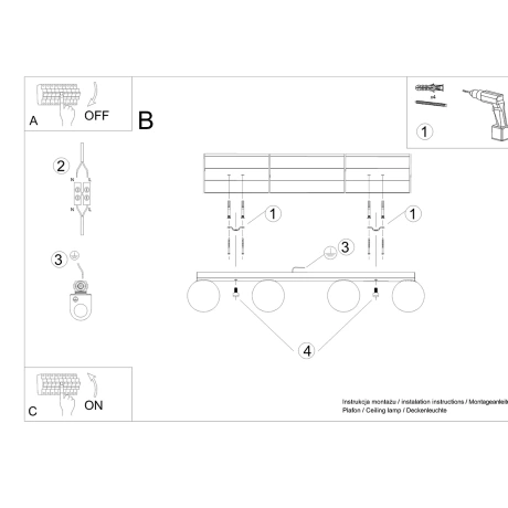 Deckenleuchte YOLI 4 weiß