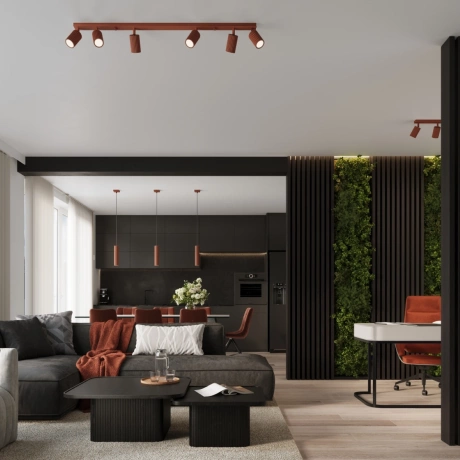 Pendelleuchte KARBON 3L roter Ocker