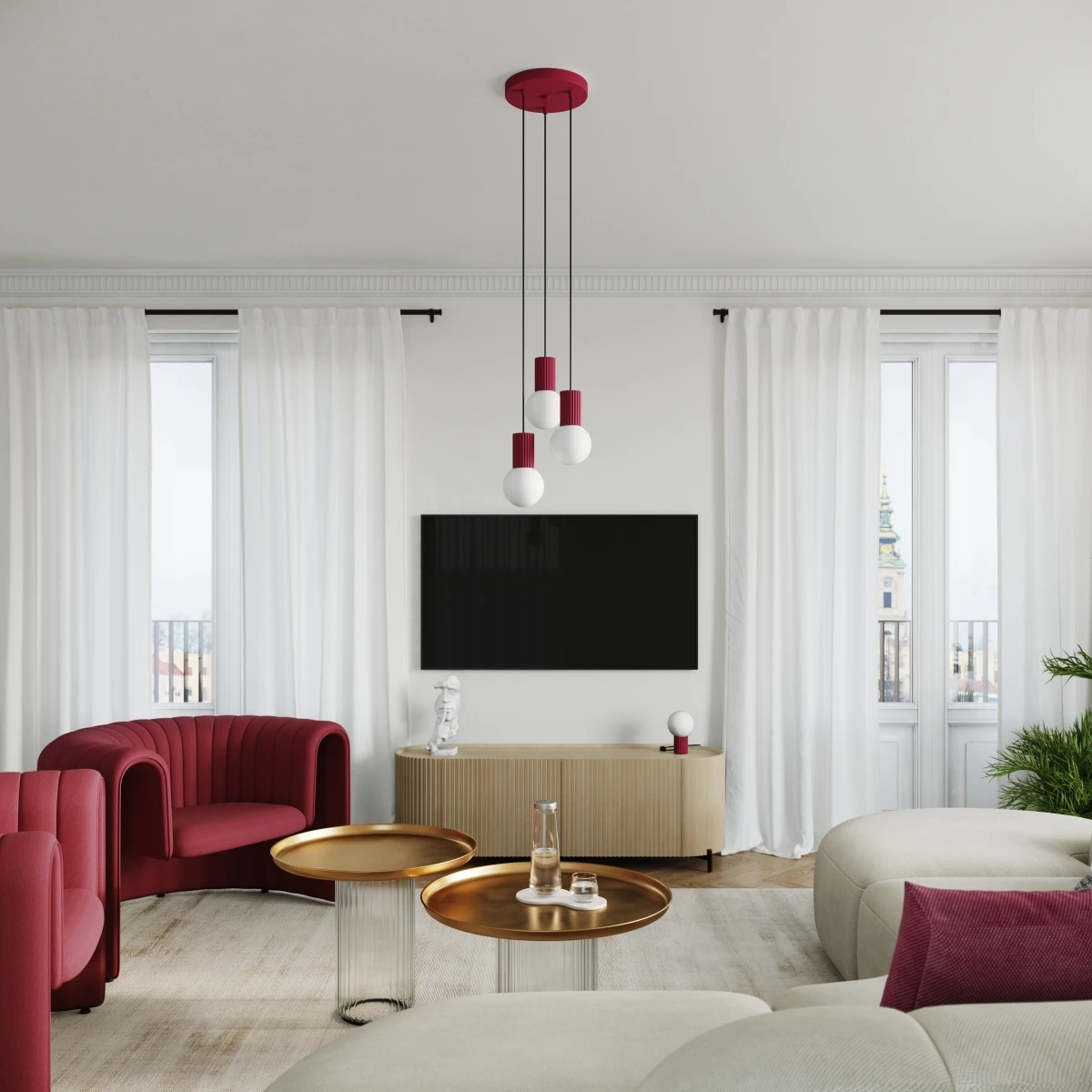 Tischlampe HALO burgunderrot