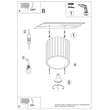 Plafond AURA 1 weiß GU10
