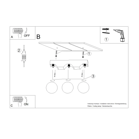 Plafond BULBO 3 Naturholz
